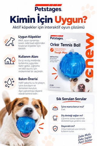 Petstages Orka Tennis Ball Ödül Maması Hazneli Top Köpek Oyuncağı - Parçalanmaya Dayanıklı