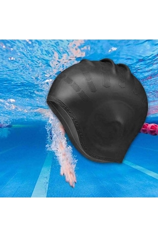 Ganzhoushop Yüzmek Yüzme Yumuşak Suntek Siyah Silikon Kaymaz Kap Kadın Pc Siyah