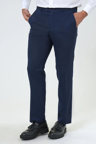 Süvari Rahat Kalıp Siyah Esnek Kumaş Pantolon Lacivert