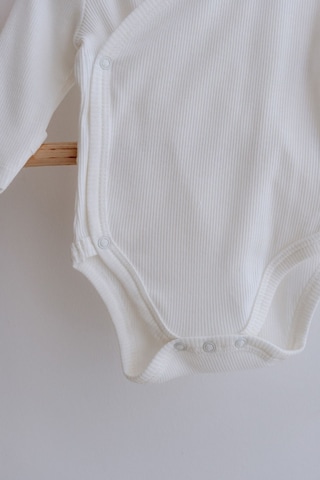 Lilabio %100 Pamuk Kendinden Eldivenli Uzun Kollu Kaşkorse Kimono Bebek Body Ekru