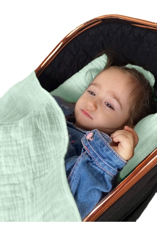 Joyous Mom Kids 4 Katlı Müslin Pike Bebek Çocuk Uyku Seti Pamuk Puset Örtü Yeşil