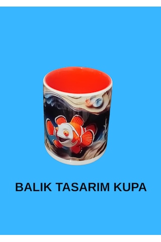 Özel Tasarım Balık Figürlü Kupa Turuncu