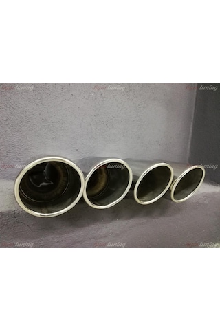 Yuvarlak Eğik Ağız 90mm Çift Çıkış Egzoz Ucu. Sağ Sol Takım N11.204