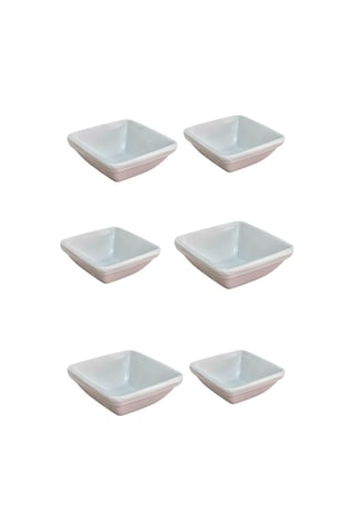 6 Adet Melamin Kare Sosluk 7x2.5 Cm Sos Ve Meze Kabı Beyaz