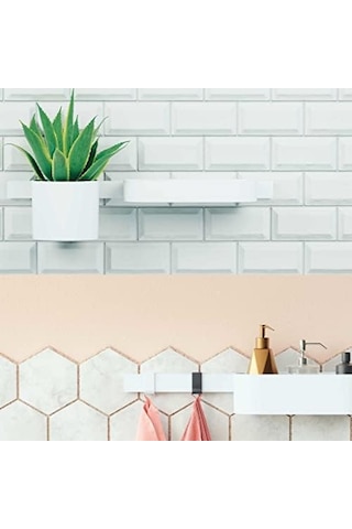 Wallstoris Saklama Sepeti, Duş Rafı, Delme Gerektirmeyen Duş Sepeti, Banyo Aksesuarı, Banyo Aksesuarları, Mat Beyaz Siyah