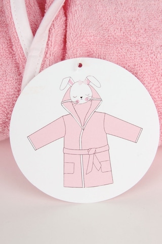 Baveno %100 Pamuklu Kedi Desenli Çocuk Bornozu Pembe