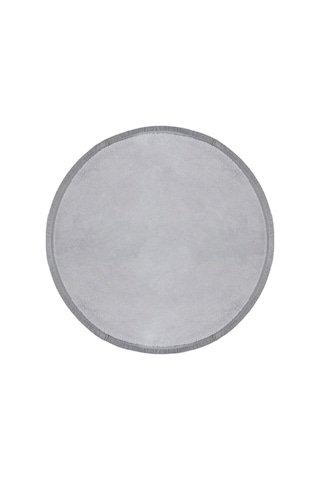 Yuvarlak Comfort Puffy Düz Saçaklı Peluş Halı Gri