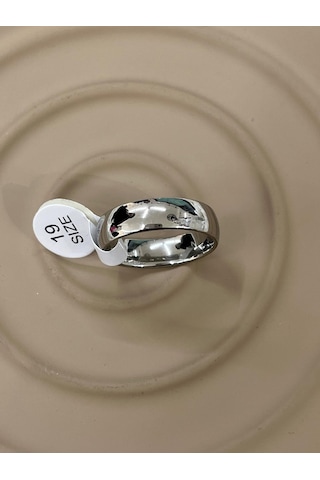 Premium Gümüş Renk Şık Ve Parlak Klasik Alyans Model 316l Çelik Yüzük 19 Ölçü