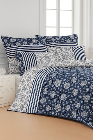 Cayprus Çift Kişilik Kapitone Dolgulu Pike 4 Mevsim Baklava Dsn Yastık Kılıfı Dahil 200x230cm Lacivert