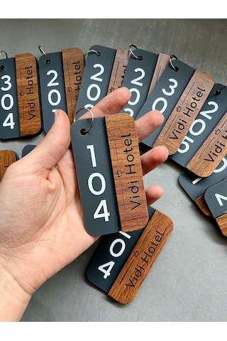 Yönline 2 Adet Anahtarlık, Otel, Pansiyon, Yurt, Butik, Bungalov Otel