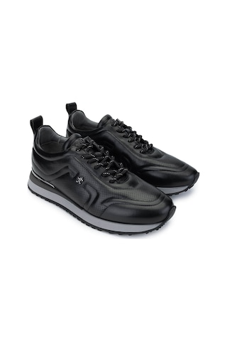 Tamer Tanca Erkek Hakiki Deri Siyah Sneakers & Spor Ayakkabı 383 5960 Erk Ayk Sk24-25 Sıyah Slvr Siyah