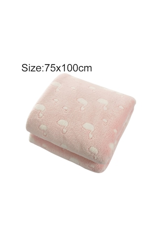 Sones Yaz İnce Mercan Flanel Ofis Uyku Battaniyesi, Boyut: 75x100cm Pembe Kuğu