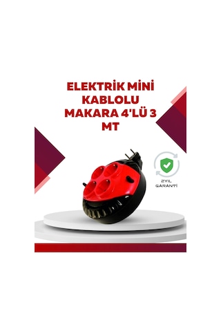 Kırmızı Renk 3 Metre 4 Lü Kablolu Priz Makarası 1