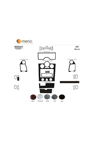 Renault Megane 2 Ön Torpido Kaplama 17 Prç (Analog Klima) 03-09 (530157221)