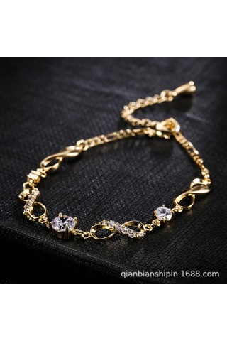 Vkemall Kadınlar İçin Altın Renkli Ayarlanabilir Zirkon Bileklik/ayak Bilekligi - Sonsuz Kalp Deseni, 3a Zirkon Taşları, 14k Altın Kaplama, Duyarlılık Düşük, Dayanıklı Gold