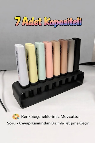 7 Adet Kapasiteli Masaüstü Kalem & Fosforlu Kalem Standı Çok Amaçlı Organizer Pastel & Standart Çok Renkli