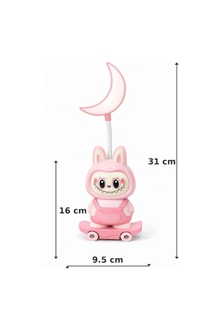 Led Masa Lambası Ve Kalem Açaçağı,2 Kademeli,usb Şarjlı,kaykay Tasarımlı Aydınlatma Pembe