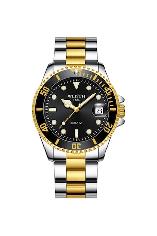 Yunboo Wlısth S526 Çiftler İçin Kol Saati - Klasik Kuvars Hareketli, Takvim/gündüz-gece Görünür, 30m Su Geçirmez, Paslanmaz Çelik Kordon Erkek Siyah Altın-gümüş Kordon Çok Renkli