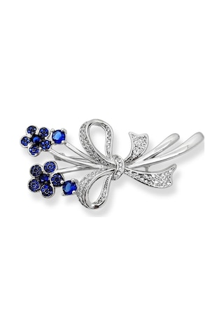 Oya Silver Safir Zirkon Taşlı Çiçek Demeti Gümüş Broş 2.2x4.8 Cm Oya-lm732 Mor