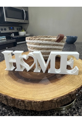 Home Yazılı Dekoratif Biblo - 22x6 Cm, 3d Baskı Masaüstü Dekor, Minimalist Ve Şık Tasarım