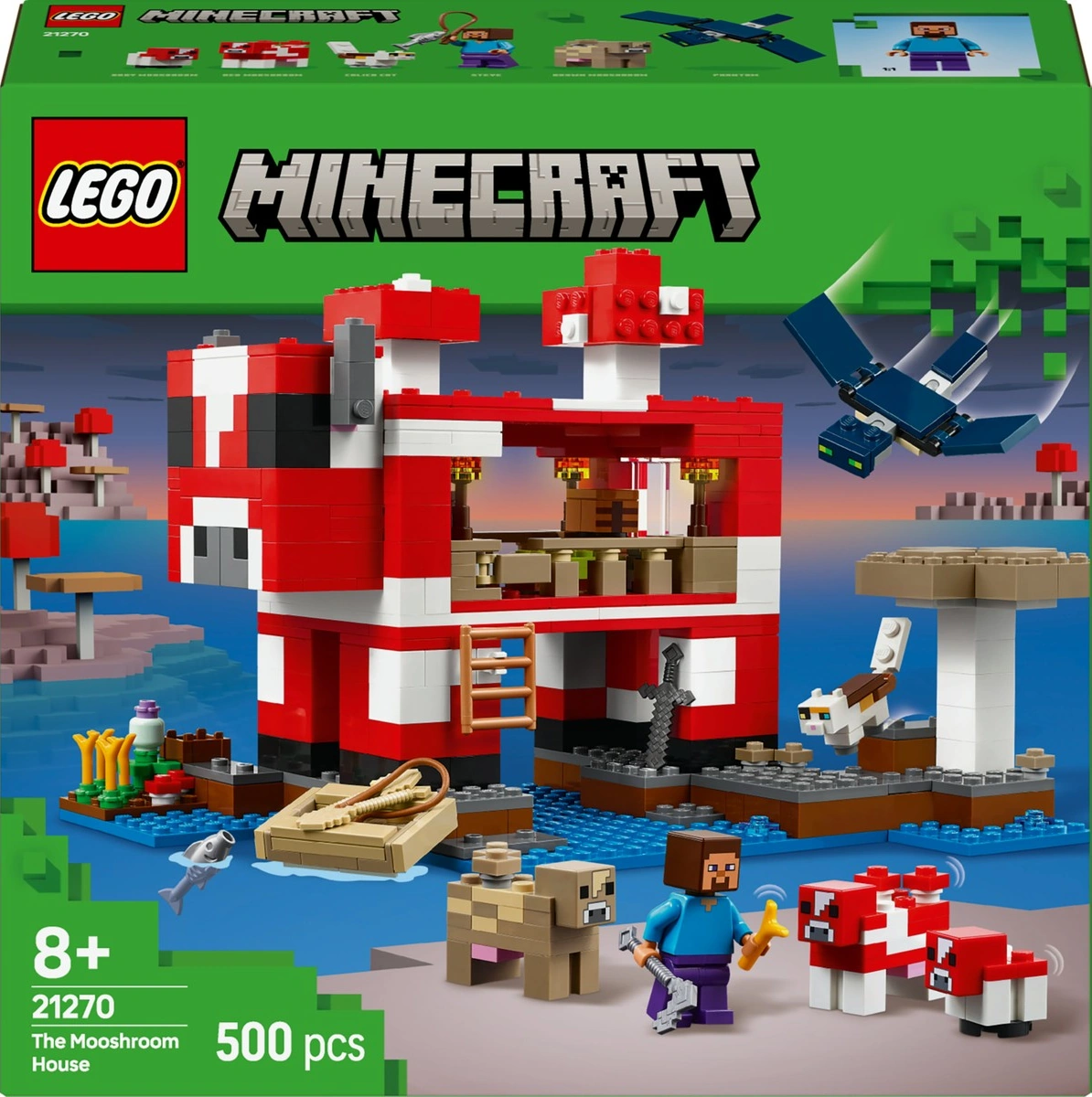 Lego 21270 Minecraft Mooshroom Evi 21270 - 8 Yaş & Üzeri Video Oyunu Seven Çocuklar İçin Yaratıcı Oyuncak Yapım Seti 500 Parça