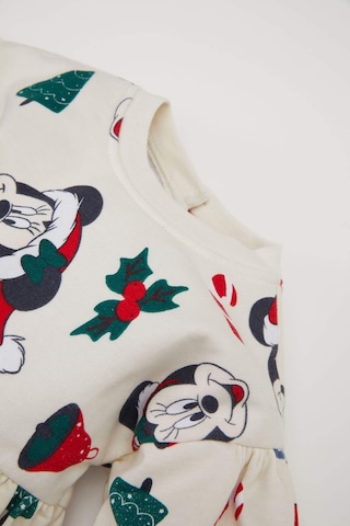 DeFacto Kız Bebek Disney Mickey & Minnie Bisiklet Yaka Yılbaşı Temalı Uzun Kollu Elbise D7431A524WNER233 Ekru