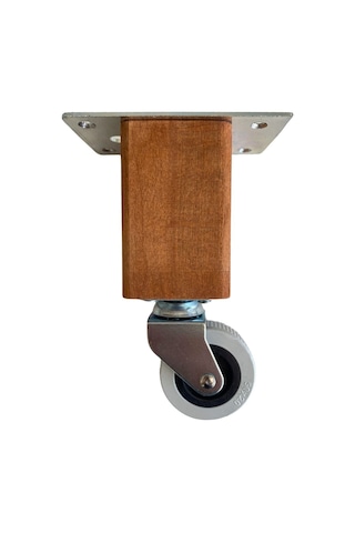 Kale Ahşap 12cm Tekerli Ayak Mobilya Masa Ve Dolap Tekerli Ayağı Frensiz 12cm Ceviz Kayın/gürgen