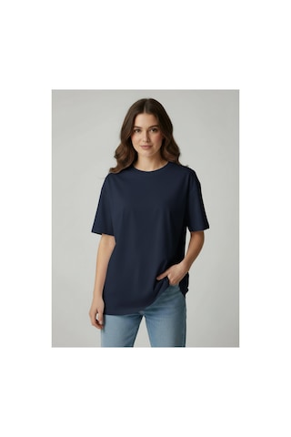 Lyvean Bisiklet Yaka Oversıze Kısa Kollu Tshirt Lacivert