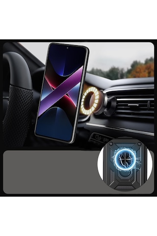 Tecno Pova Curve 2 Kılıf Magnetik Standlı Kamera Korumalı Zore Sürgülü Vega Kapak - Siyah