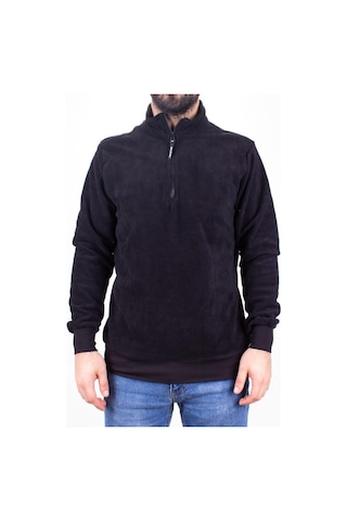Twister 1903 Siyah Fermuarlı Dik Yaka Erkek Sweatshirt Siyah