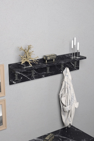 Reyo Falez Askılık Duvar Elbise Askılığı Portmanto 80 Cm Bendir Siyah