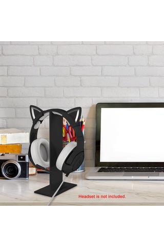 Kosona Onıkuma Abs Materyal Kullanılarak Yapılmış, Bölünür Bilgisayar Kulaklık Tutucu, Siyah Renkli Gösterim Rafı