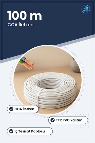 Elektrik Kablosu ² Cca Ttr 100 M Ev Ve Ofis İç Tesisat Aydınlatma