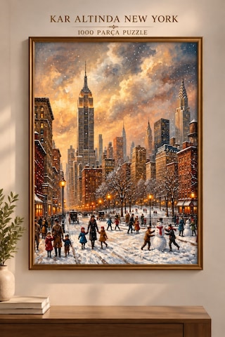 Kar Altında New York 1000 Parça Puzzle Kış Temalı 48 X 68 Cm Yüksek Baskı Kaliteli Eğlenceli Puzzle