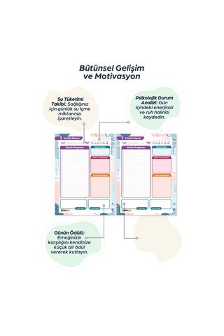 Mavi Kuğu Spiralli Günlük Planlama Defteri - 100 Sayfa - 17x24 Planlayıcı Defter Beyaz - Bej