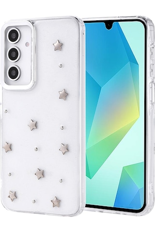 Ariatech Galaxy Uyumlu A16 Kılıf Airbag Tasarımlı Simli Şeffaf Kutup Kapak - Kiraz Kiraz