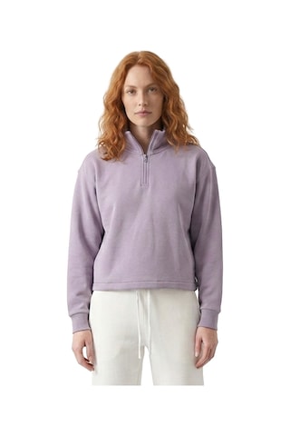 Sportive Cleo Zip Neck Kadın Lila Günlük Stil Sweatshirt 26yk0006-lıl Pembe