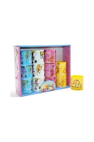 Mickey Mouse Ve Minnie Baskılı Magic Spring Yayı 12'li Oyun Aksesuar Nefes Oyuncak Renkli Yay