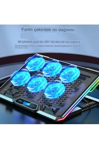 6 Fanlı Laptop Notebook Soğutucu Ledli 2 Usb Led Işıklı Dizüstü B