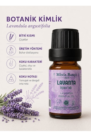 Minia Bahçe Bitki Ve Sanat Atölyesi Saf ve Katkısız Bitkisel Uçucu Lavanta Yağı 10 ML