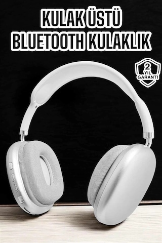 Ceylan Adam P9 Plus Kablosuz Kulak Üstü Bluetooth Kulaklık Beyaz Yüksek Ses Kaliteli