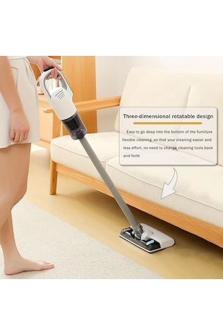 Elmpaly Beyaz Kablosuz Elektrikli Süpürge Ve Süpürge Kombinasyonu 3 Hız Ayarlı Usb Şarj Edilebilir