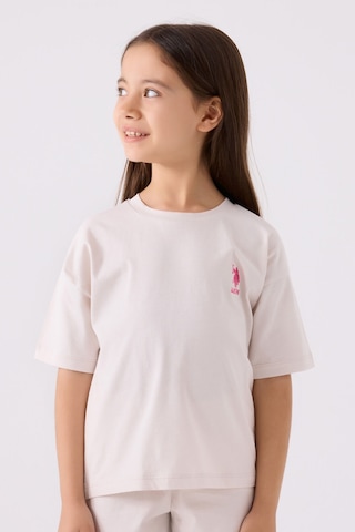 U.S. Polo Assn. Kız Çocuk Krem Bermuda Takım KREM