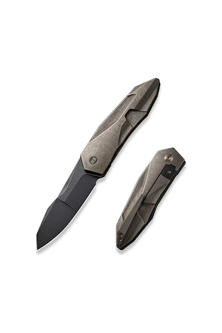 We Knife Solid Polished Bead Blasted Titanium Integral Handle Polished Bead Blasted Cpm 20cv Blade Blade Çakı Gri