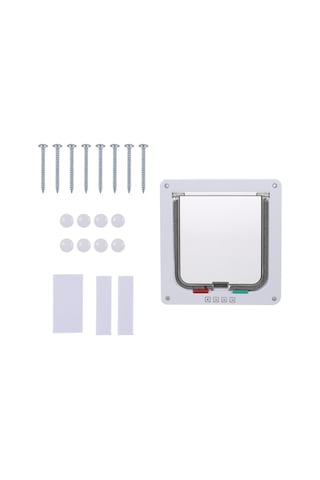 Geeksen Küçük Boy Beyaz Evcil Hayvan Kapısı - Kedi Köpek Giriş Çıkış Kontrolü, Sessiz Ve Güvenli Abs Plastik Tasarım