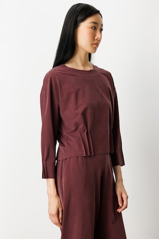 On Kadın Pile Detaylı Sıfır Yaka Bluz 64408 Bordo Bordo