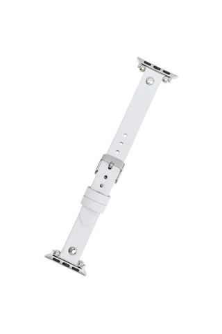 Apple Watch Uyumlu Deri Kordon 38-40-41mm St F3 Beyaz Diğer