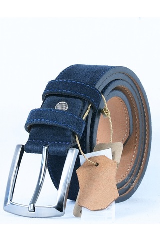 Parscraft Hakiki Süet Deri Erkek Kemer Lacivert 4 Cm