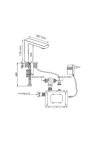 Fause Kfb102-2 Çift Su Girişli Fotoselli Lavabo Bataryası