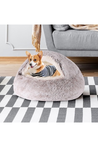 Yuvarlak Kapüşonlu Kedi Yatağı Ve Köpek Yatağı, Kapaklı Mağaralı, Küçük Köpekler İçin Köpek Yatağı, Su